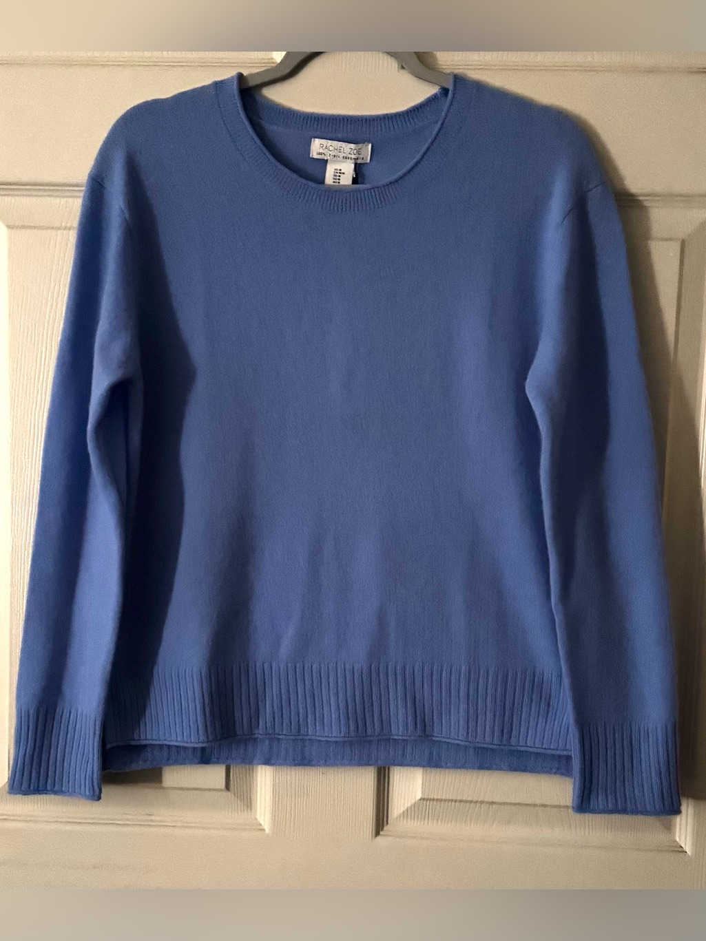 Rachel Zoe Women’s Crewneck Sweater In Blue, 100% Cashmere, Sz Medium. Nwt